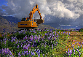 Landskap med Gravemaskiner av Rolf Jacobsen
