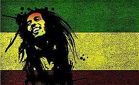 Bob Marley reggaea sortzen du Jamaikan.