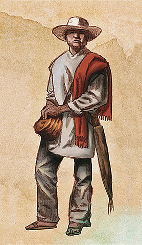 Vestía pantalón de dril, franela de manga, peinilla, sombrero, el arriador y el carriel en el que llevaba el cabello de la novia, el  dinero, entre otros objetos preciados