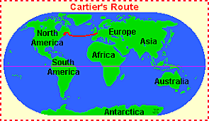 Jacques Cartier: sailed up the St. Lawrence River, hoping it would lead to the Pacific