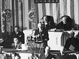 Japan bombs Pearl Harbor, Franklin Roosevelt declares war