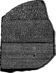 El descubrimiento de la piedra Rosetta hace que se acepte comúnmente el origen de la traducción en esa época