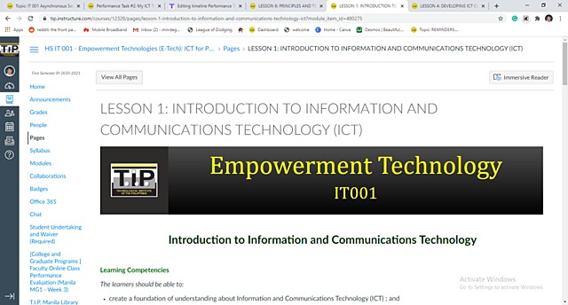 LESSON 1: INTRODUCTION TO INFORMATION AND COMMUNICATIONS TECHNOLOGY (ICT)