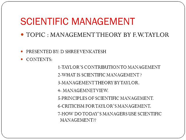 Scientific Management Theory