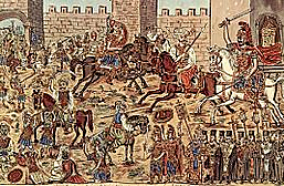 Constantinople falls to the Ottoman Turks. Byzantine empire dies.