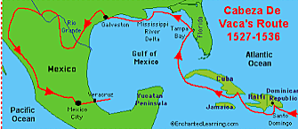 Alvar Nunez Cabeza de Vaca sailed for Spain