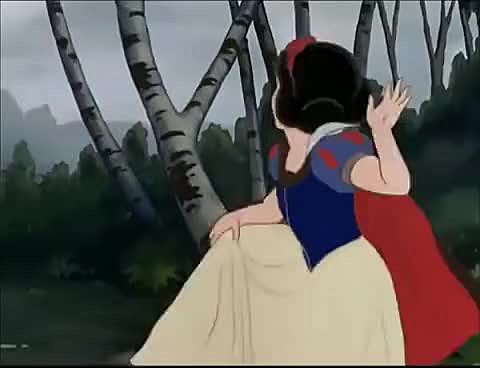 Rising action: The Huntsman warns Snow White and she runs off.