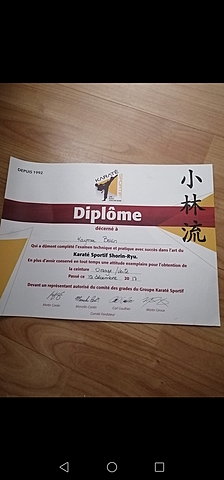 diplôme karaté