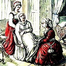 La partera en la época colonial