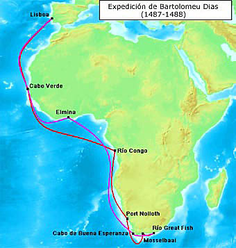 Llegada de Bartolomé a cabo de Buena Esperanza