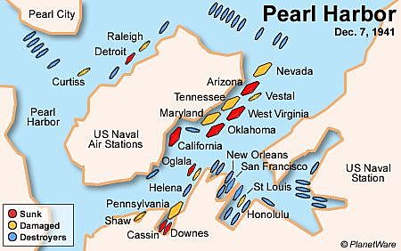 Japón bombardea Pearl Harbor en las islas de U.S.A.