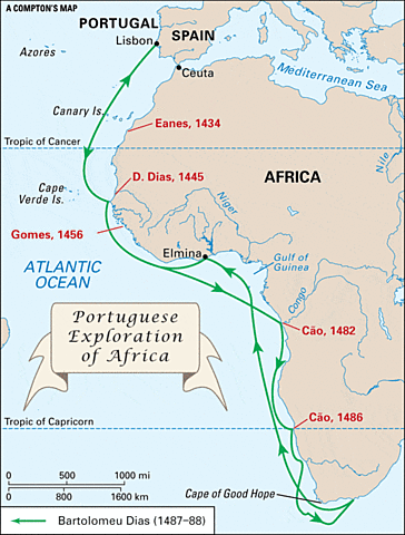 Bartolome Diaz llega Cabo de Buena Esperanza