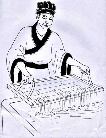 Caí Lun fabrica el papel