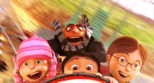 Gru takes the girls to Super Silly Fun Land and starts to connect and like them