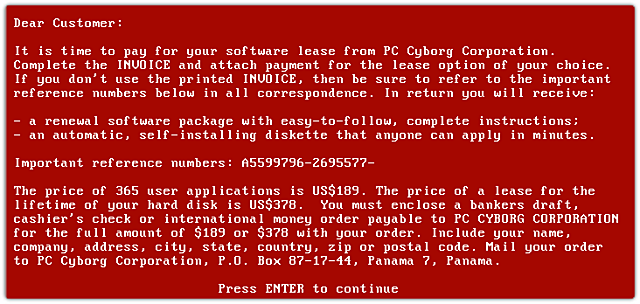 First ransomware - AIDS
