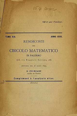 Rise of Algebraic Topology / "Analysis Situs" was published by Henri Poincare