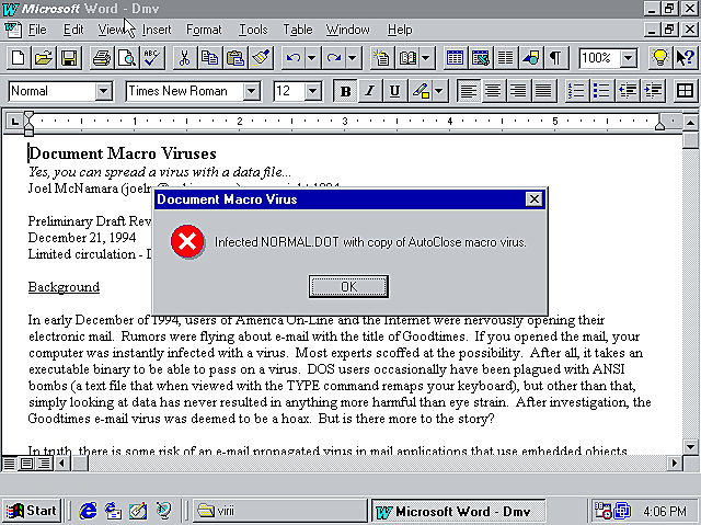 First macro virus - Concept