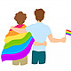 Pareja gay abrazando bandera arco iris 61841 578