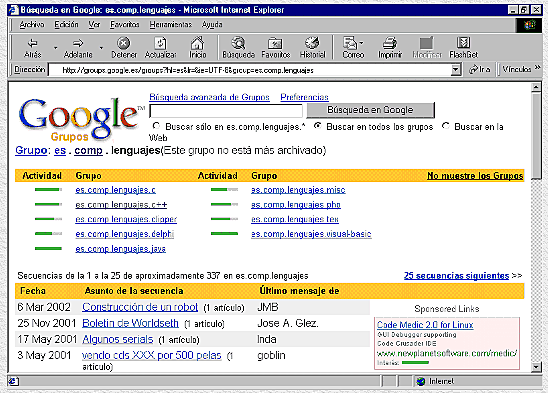 Creacion de los NewsGroups (foros de discusión)