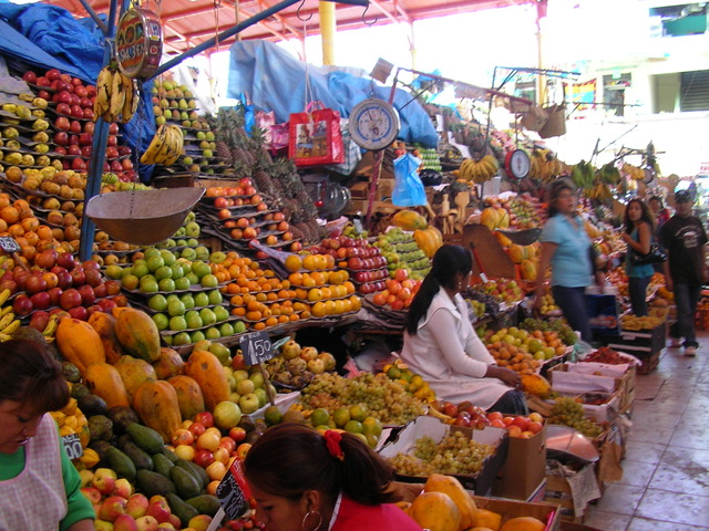 El dia siguiente, nos levantamos muy temprano y fuimos al mercado central para comprar una fruta.
