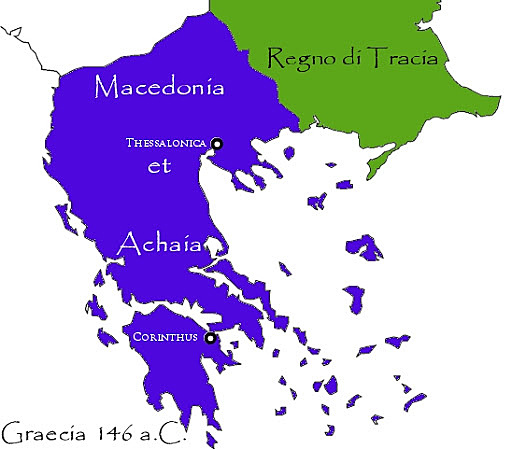 Ribellione di Corinto - Grecia associata alla provincia romana di Macedonia con il nome di Acaia