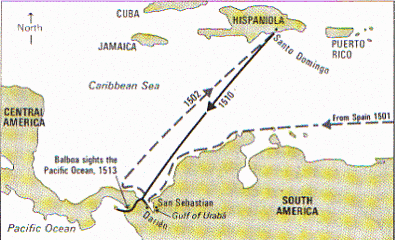 Vasco Nunez de Bailboa sailed for spain