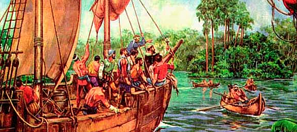 Francisco de Orellana llega al Amazonas.