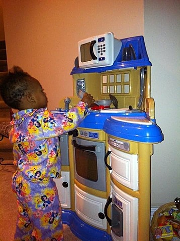 My first time playing with a baby doll house