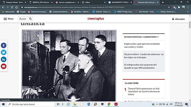 Primera Transmisión de TV a larga distancia