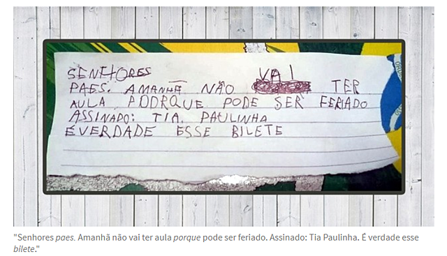 "É verdade esse bilete"