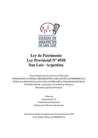 Ley de Patrimonio Cultural de la provincia de San Luis
