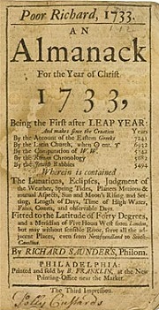 Ben Franklin publishes Poor Richard's Almanack