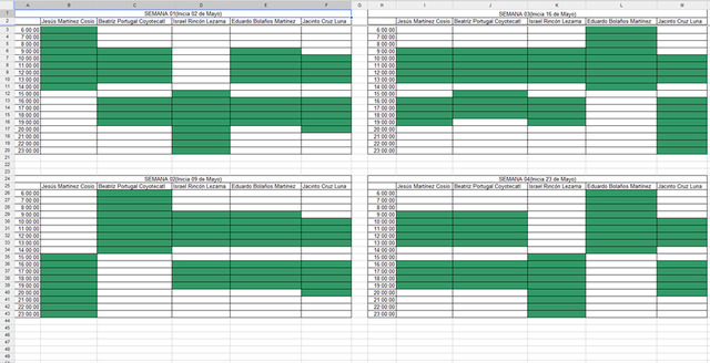 Nuevo rol de horarios