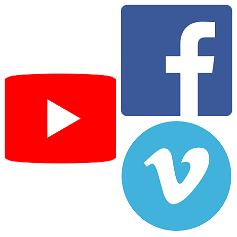 Facebook,vimeo,youtube