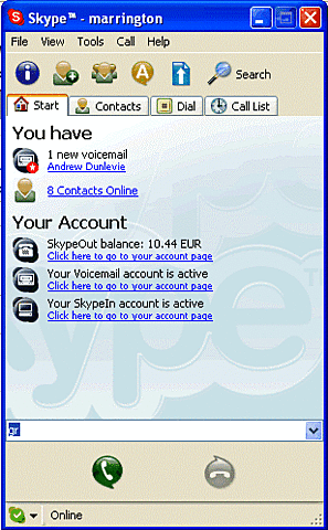 Skype. llamadas telefónicas