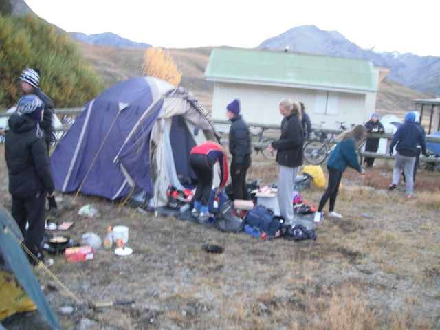 Camp and getting ready to ride out for Island saddle