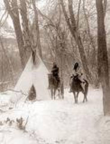 The two sections of the Donner Party camp for the winter