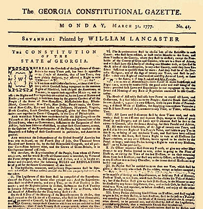 Georgia Constituion Creates 8 Counties