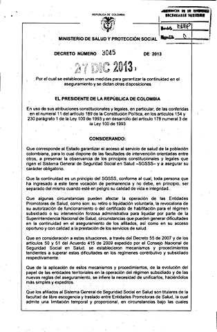 Ley 100 Reglamento de la obligatoriedad del aseguramiento al SG-SSS.