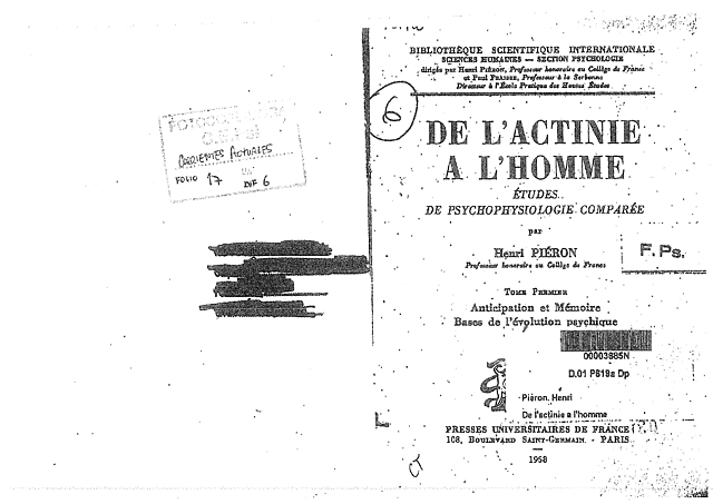 diccionario de H. Pieron ( Vocabulaire de la Psychologíe)