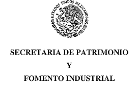 El título de la Secretaría de Patrimonio y Fomento Industrial