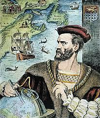 Jacques Cartier, sailing for France, explores the St. Lawrence River.