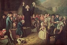George Whitefield preaches his first sermon in America, in Philadelphia.