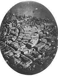 Primera fotografía aérea tomada por Fournachon desde un globo sobre la ciudad de París.