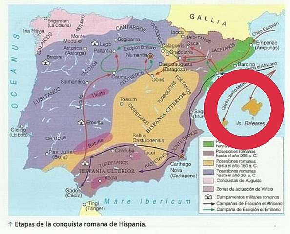 Conquista de las islas Baleares por Quinto Cecilio Metelo.