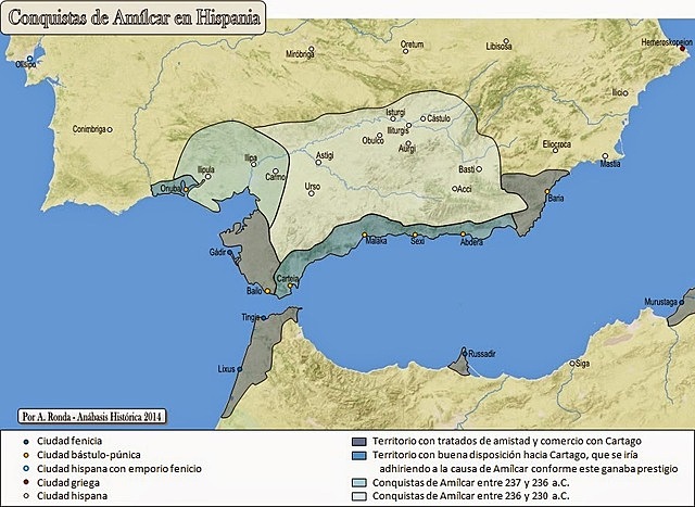 Amílcar Barca desembarca en Gadir