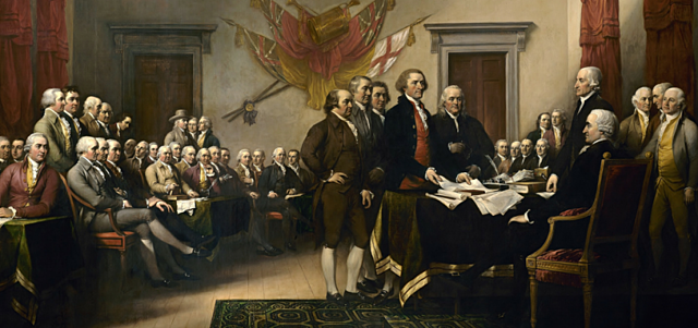 Delegates sign the Declaration of Independence
