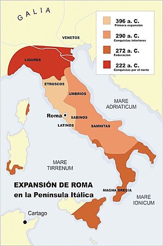 Roma conquista  el Lacio y el sur de Etruria.
