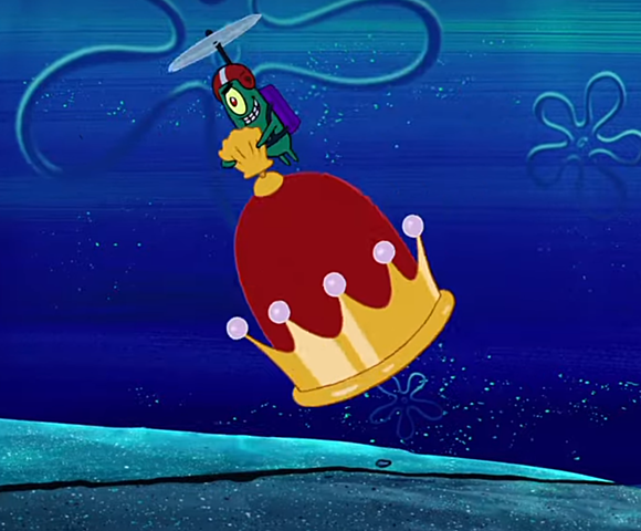 Plankton begins Plan Z, stealing Neptune's crown and blaming Mr. Krabs for it.