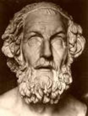 The scholar Homer writes "Odyssey" and "the Iliad"